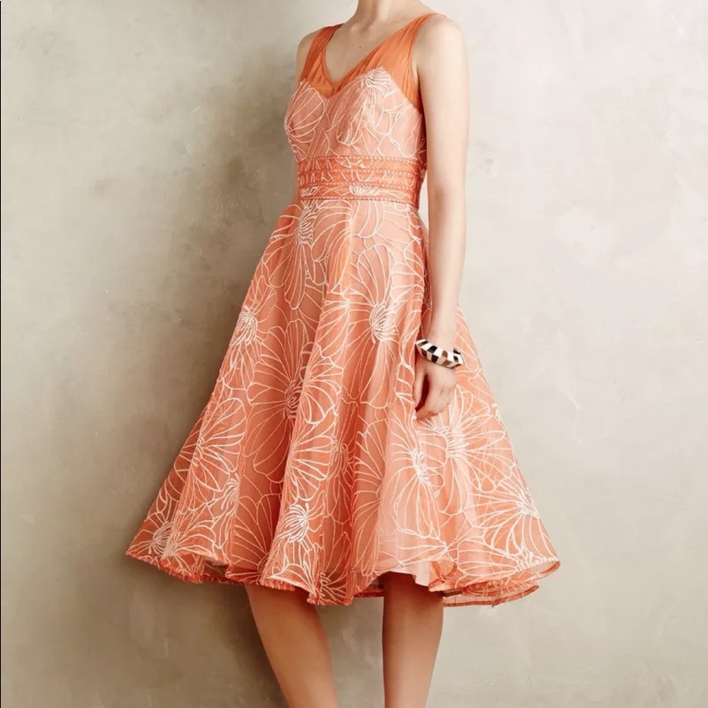 NWOT Anthropologie Mouliette Sours Embroiderd Calendula Dress Size 4